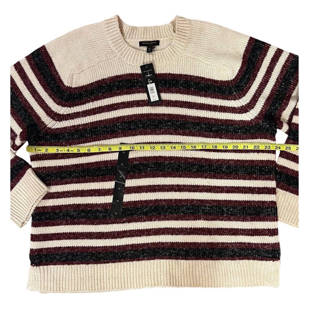NWT Banana Republic Women sweater  XL stripped crew ribbed neck New - Picture 10 of 13
